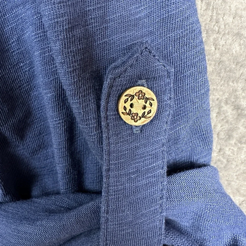 J Jill Hooded Jacket Women's‎ XL Blue Slouchy Pockets Roll Tab Sleeves Full Zip